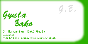 gyula bako business card
